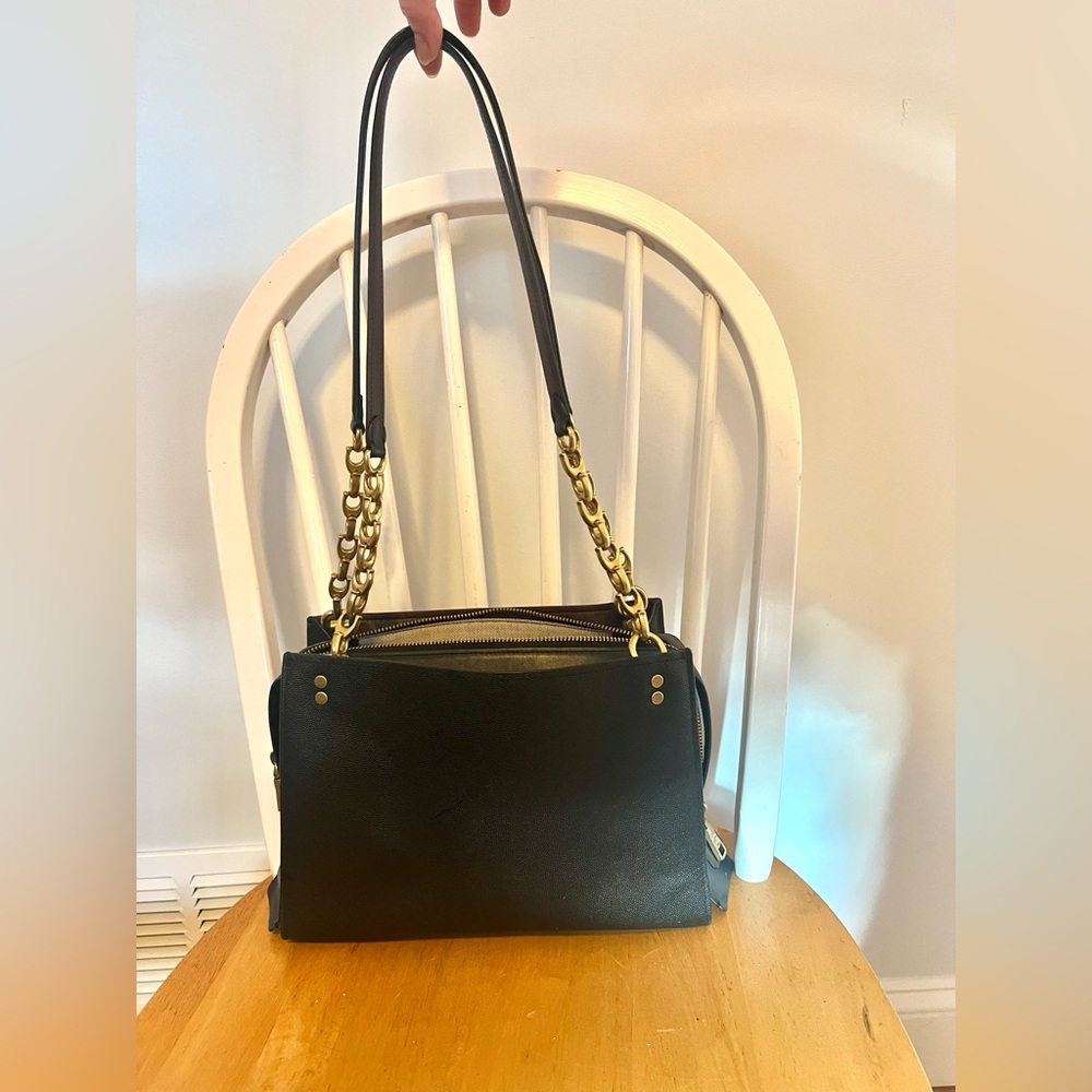 Coach 1941 Rogue Shoulder Bag 26829 Black Grain Leather C Chain Brass